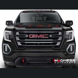 GMC Sierra 1500 Hood Shield - AVS Aeroskin Pro - Low Profile w/ Lights - Onyx Black